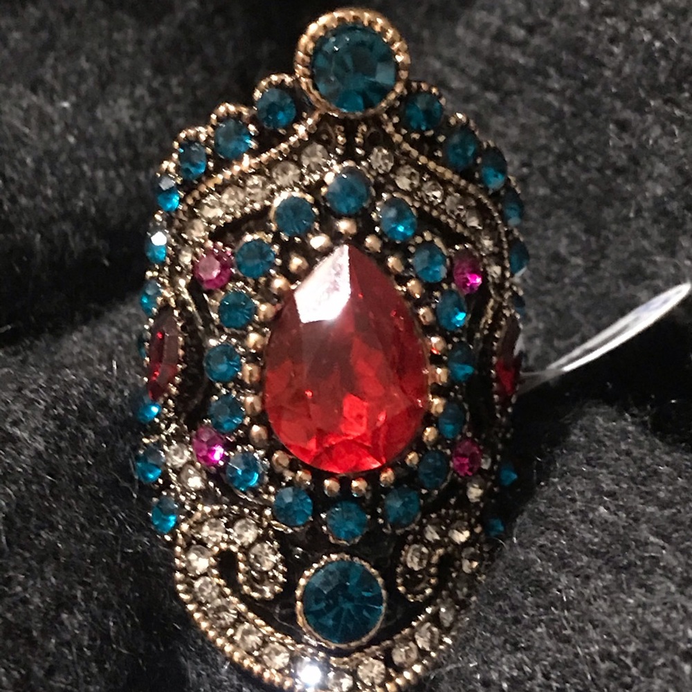 Multi-colored mandala style ring